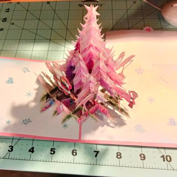 3D Christmas Card Flamingo Tree Santa Pink - Picture 10 of 14